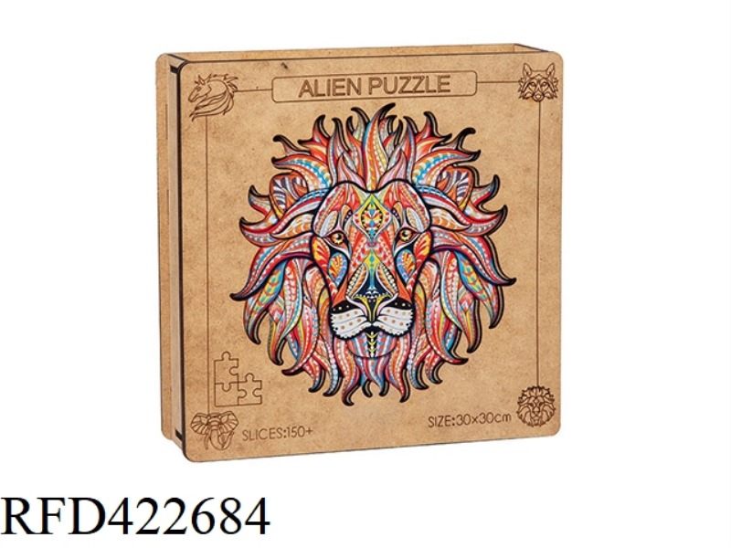 WOODEN CREATIVE ANIMAL SHAPED PUZZLE WHITE BOX + FIBREBOARD WOODEN BOX