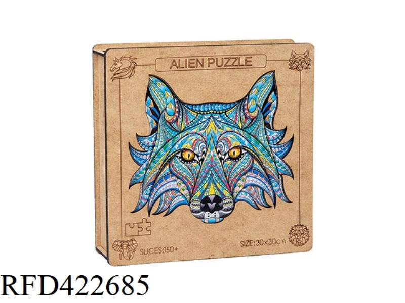 WOODEN CREATIVE ANIMAL SHAPED PUZZLE WHITE BOX + FIBREBOARD WOODEN BOX
