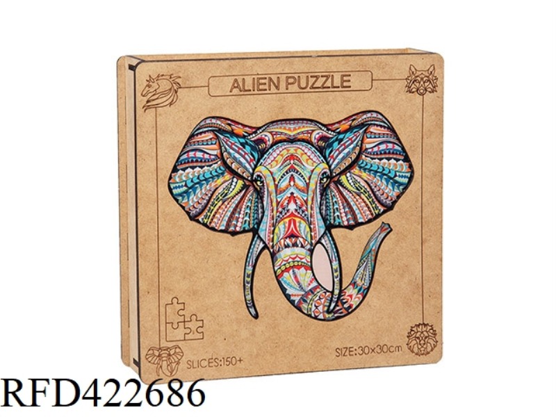 WOODEN CREATIVE ANIMAL SHAPED PUZZLE WHITE BOX + FIBREBOARD WOODEN BOX