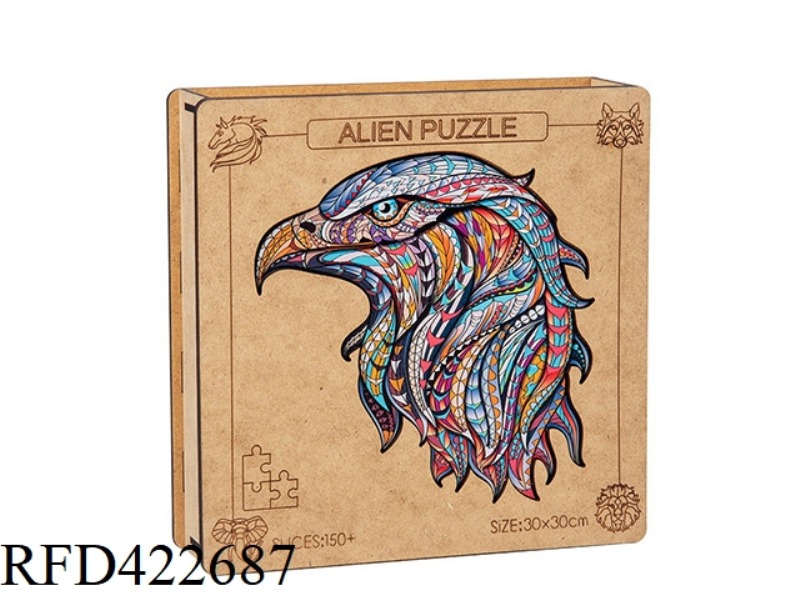 WOODEN CREATIVE ANIMAL SHAPED PUZZLE WHITE BOX + FIBREBOARD WOODEN BOX