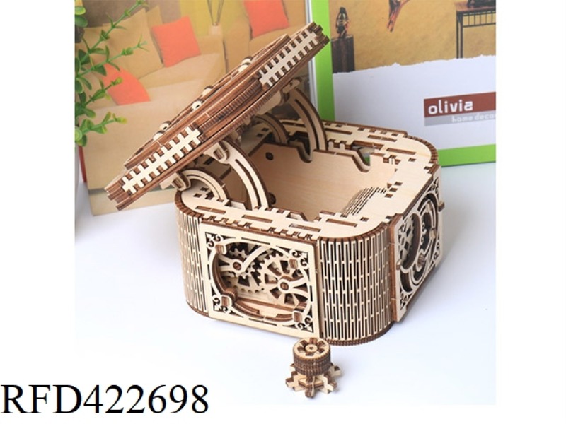 WOODEN MECHANICAL JEWELRY BOX