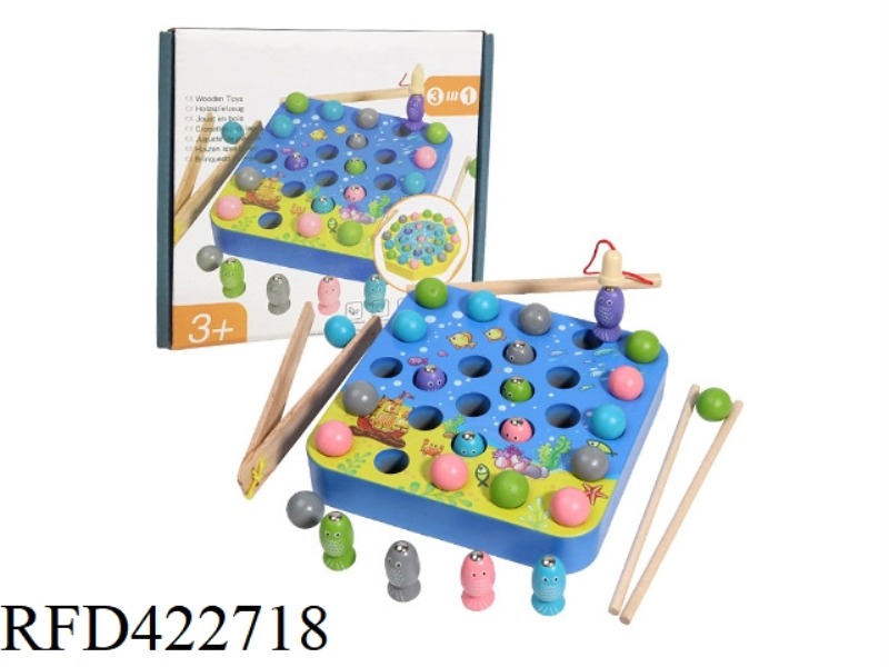 WOODEN SQUARE CARTOON 3 IN 1 FISHING