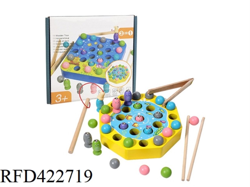 WOODEN OCTAGON CARTOON 3 IN 1 FISHING