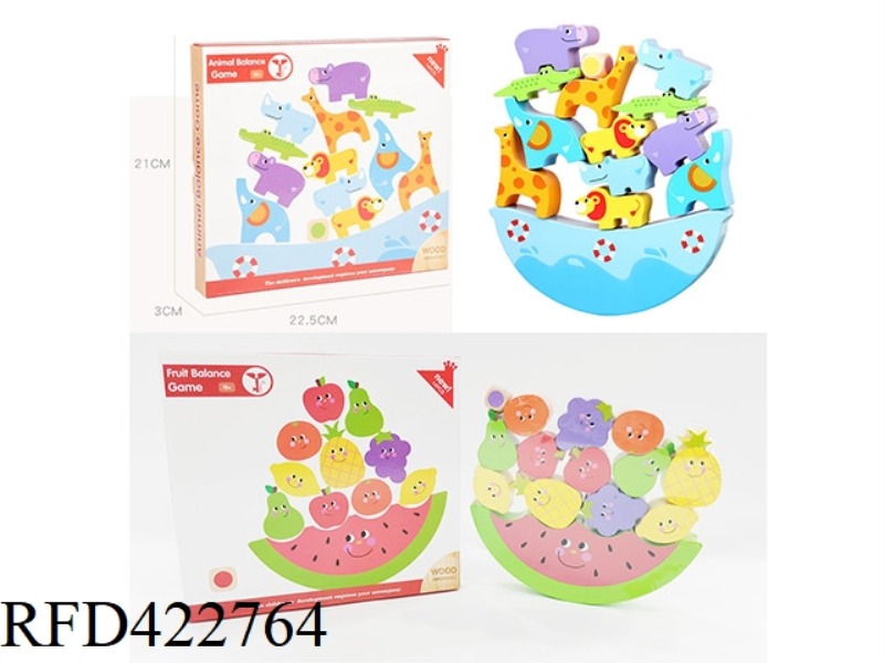 WOODEN ANIMALS, FRUIT BALANCE 2 TYPES