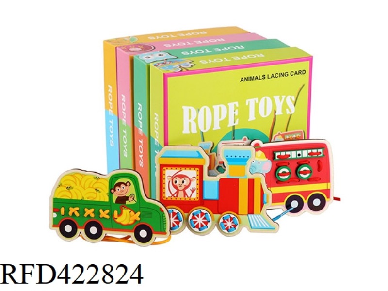 4 TYPES OF WOODEN EARLY EDUCATION ANIMAL STRING TOYS