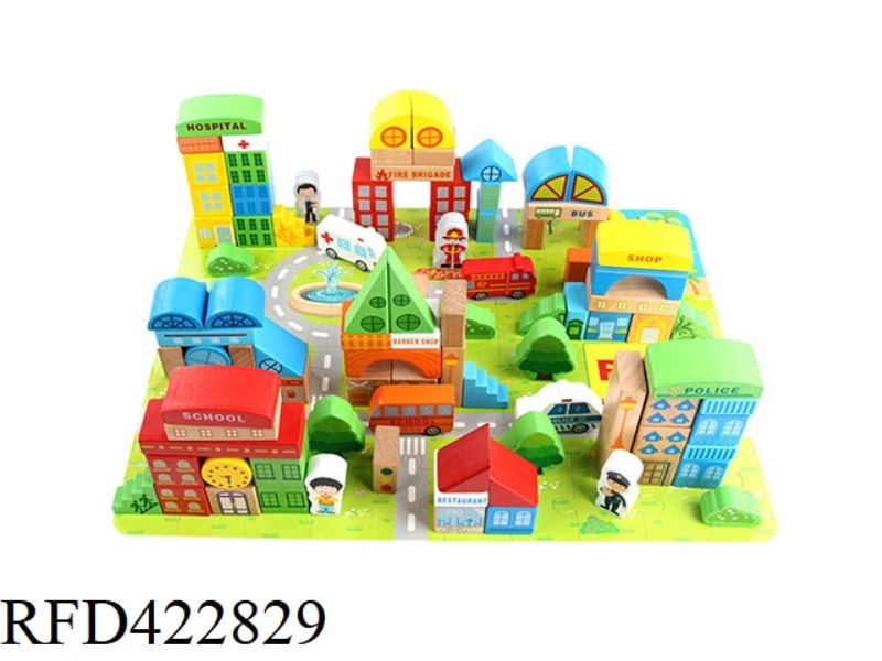 100 WOODEN CITY TRAFFIC BLOCKS