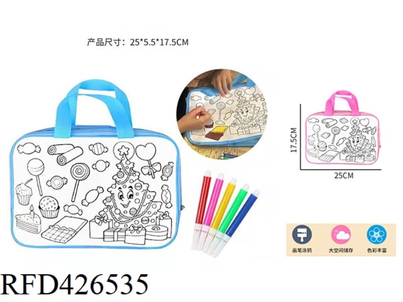 DRUM RIM OF LARGE GRAFFITI HANDBAG (BLUE/PINK)