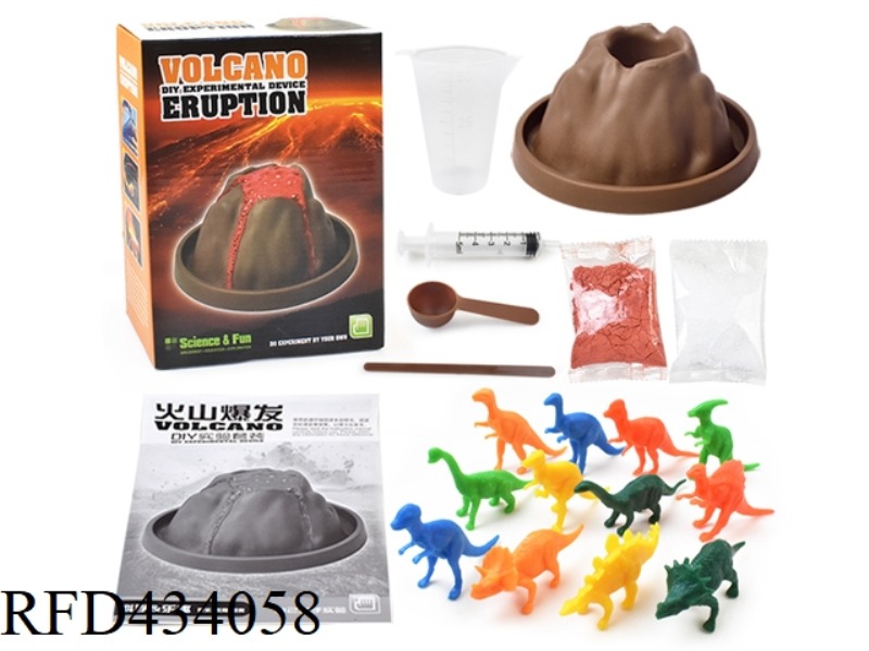 VOLCANO ERUPTION WITH DINOSAUR