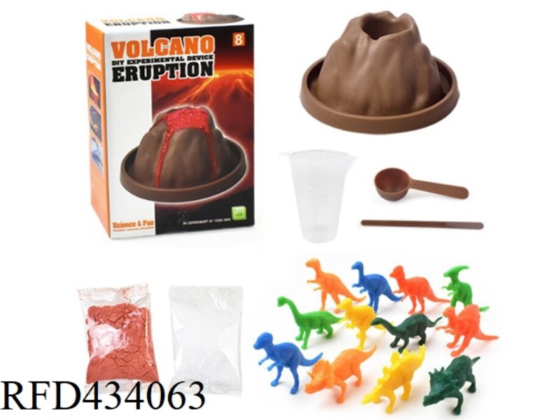 VOLCANO ERUPTION WITH DINOSAUR