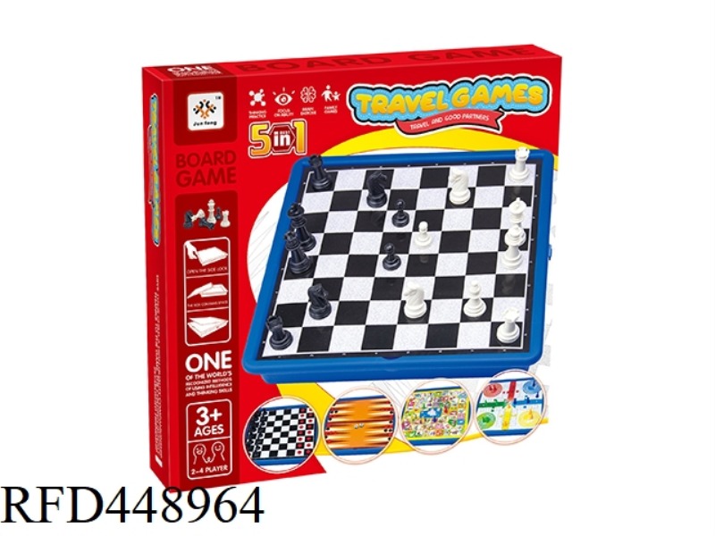 CHESS + CHECKERS + CHESS + SWAN + SPANISH PLANE 5 IN 1