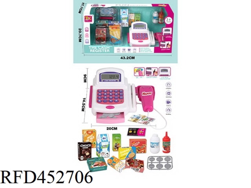 DIGITAL COUNTING CASH REGISTER WITH CHOCOLATE + NOODLES + MILK + ORANGE JUICE + DARK TEA + BISCUITS