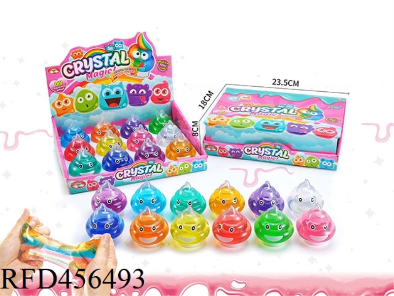 SLIM 12 COLOR TRANSPARENT TOILET BOTTLE CARTOON BOX CRYSTAL MUD 12PCS