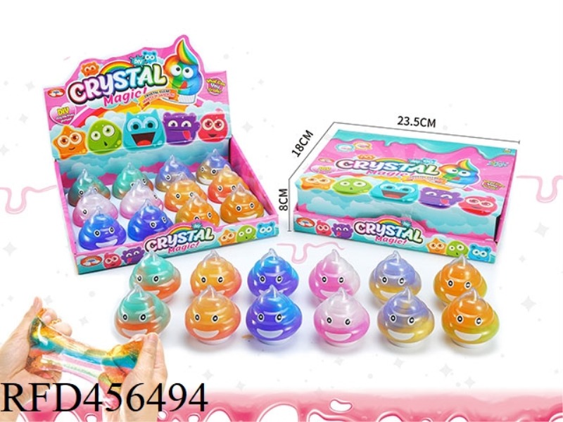 SLIM 12 COLOR MAGIC COLOR TOILET BOTTLE CARTOON BOX CRYSTAL MUD 12PCS