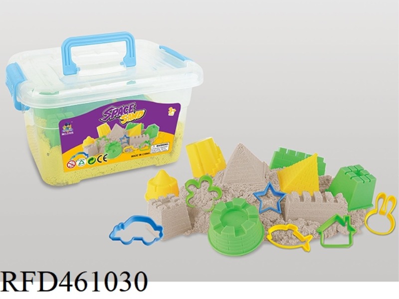 SMALL STORAGE BOX 1KG SPACE SAND +6 SMALL PRINTING TOOLS +6 CASTLE PRINTING TOOLS