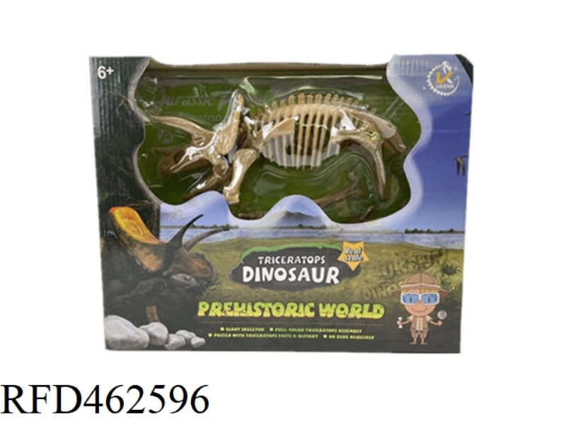 TRICERATOPS KHAKI CAN BE ASSEMBLED DINOSAUR SKELETON