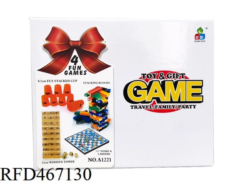 BOARD GAMES 4 IN 1 SET