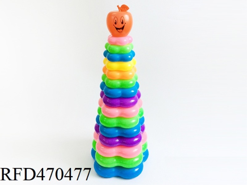 PLUM-SHAPED 15-LAYER MONOCHROME SMILEY APPLE RING