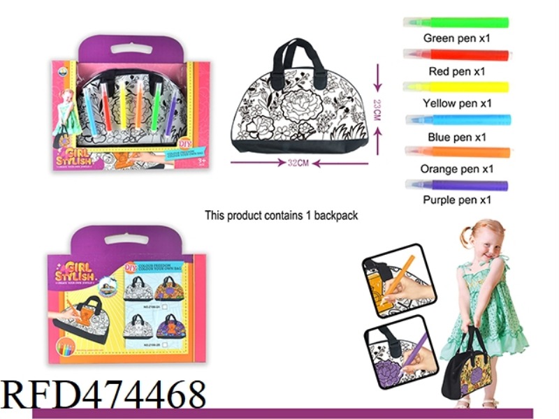 FLOWERS BLOOMING GRAFFITI WASHABLE CHILDREN'S HANDBAG HANDBAG