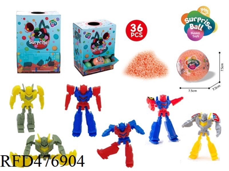 7.5CM SURPRISE BALL WITH 4.6CM TRANSFORMERS 36PCS