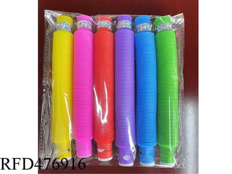 6 PIECES OF 20CMPE DECOMPRESSION TELESCOPIC TUBES WITH LIGHT, 7 COLORS ROSE RED/PURPLE/RED/YELLOW/BL