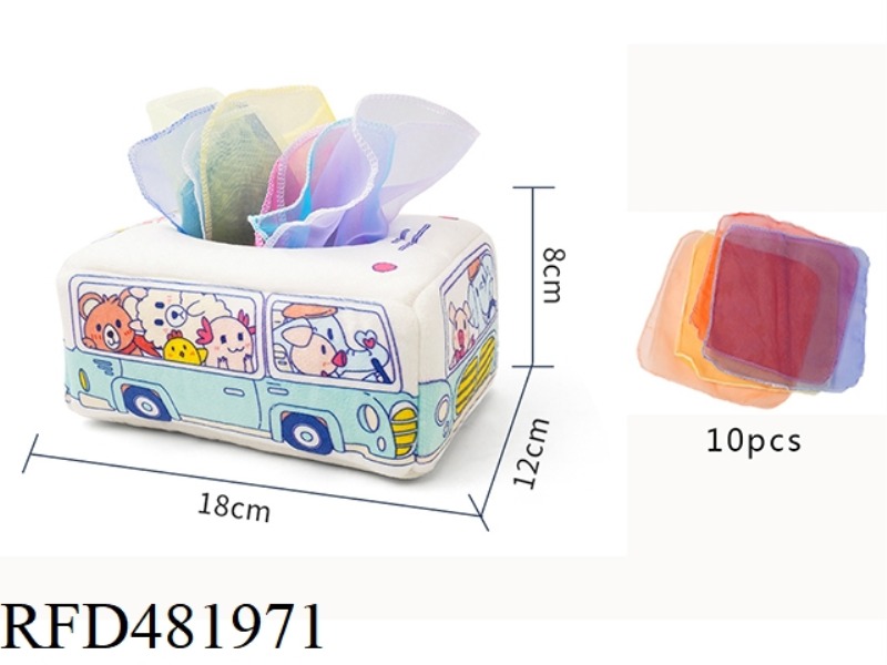 BABY TISSUE BOX WHITE CAR (10 CLOTH TISSUE )