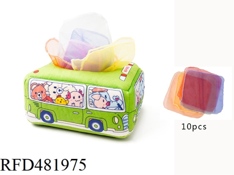 BABY TISSUE BOX GREEN CAR (10 CLOTH TISSUE )