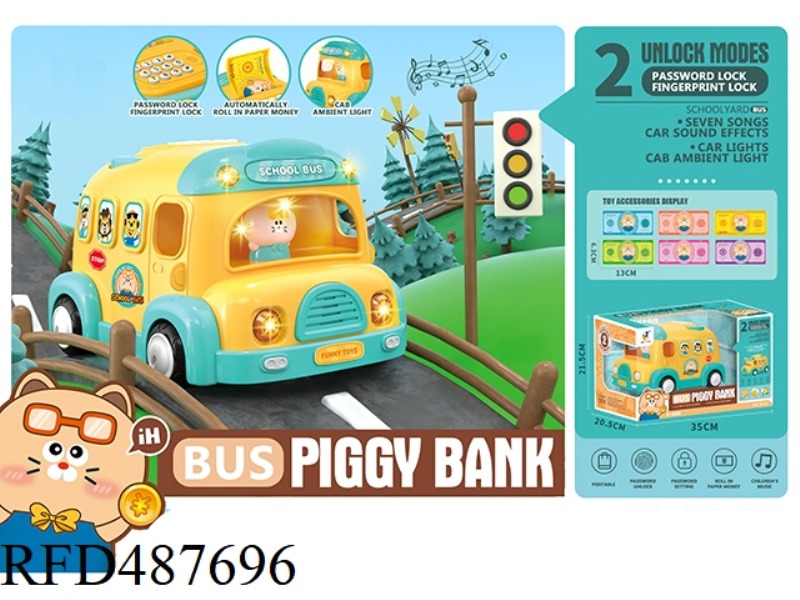 BUS PIGGY BANK LIGHTS AND MUSIC