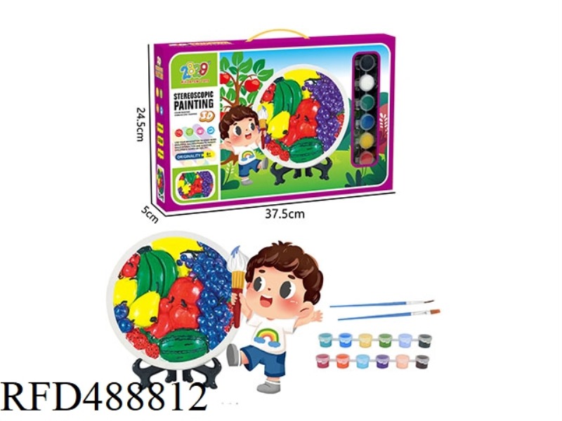 PLASTER PAINTING / 12 COLORS + STAND (FRUIT)