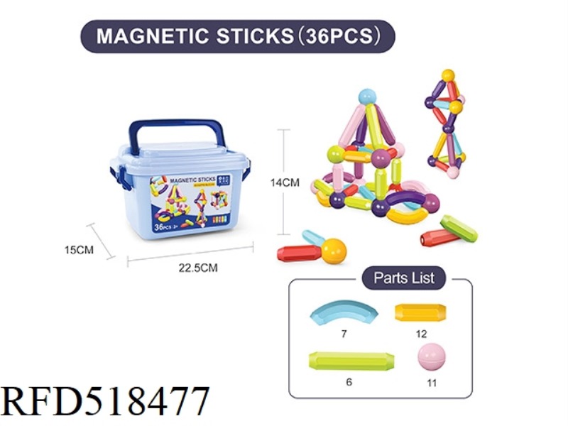 EARLY EDUCATION MAGNETIC FORCE MAGNETIC STICK 36PCS