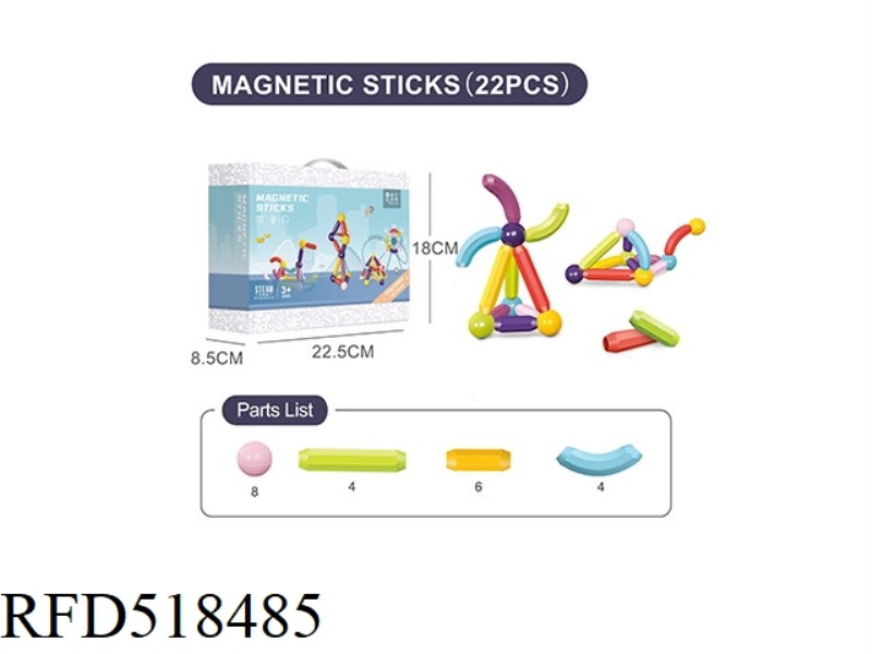 UPGRADED VERSION OF EARLY EDUCATION MAGNETIC FORCE MAGNETIC ROD 22PCS