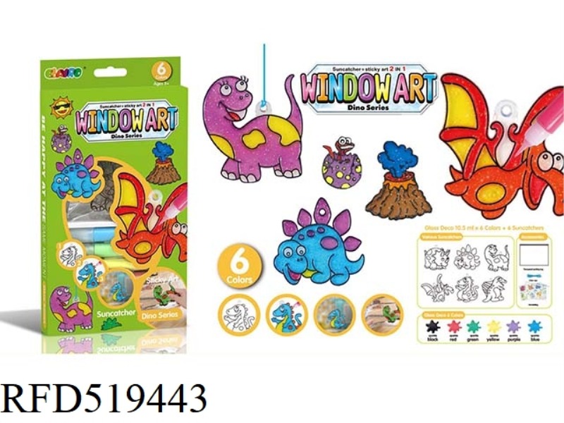 CRYSTAL COLOR GLUE PAINTING - DINOSAUR/CRYSTAL COLOR PAINTING + STEREOSCOPIC GLUE PAINTING 2 IN 1