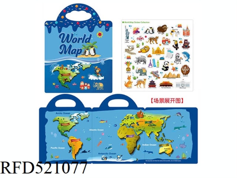 DIY FUN STICKERS QUIET BOOK-WORLD MAP