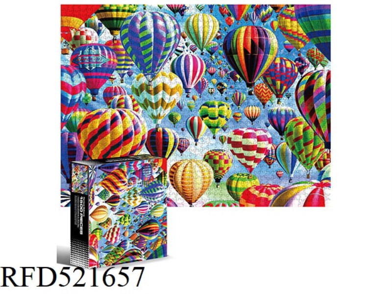 1500 square puzzles-rainbow hot air balloon