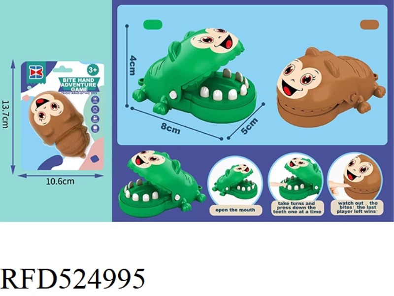 ENGLISH VERSION BITING HAND MINI LITTLE MONKEY (BROWN GREEN) WITHOUT CHAIN