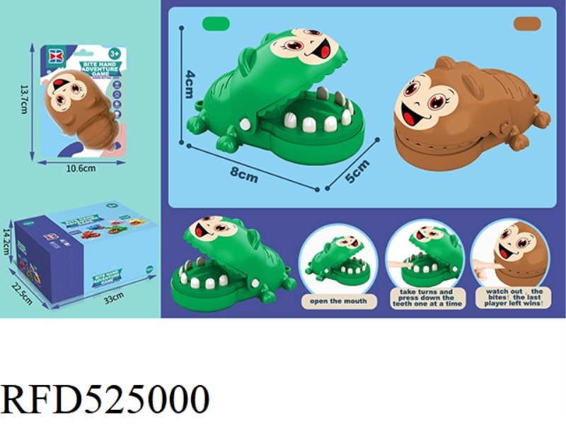 ENGLISH VERSION BITING HAND MINI LITTLE MONKEY (BROWN GREEN) WITHOUT CHAIN 12PCS