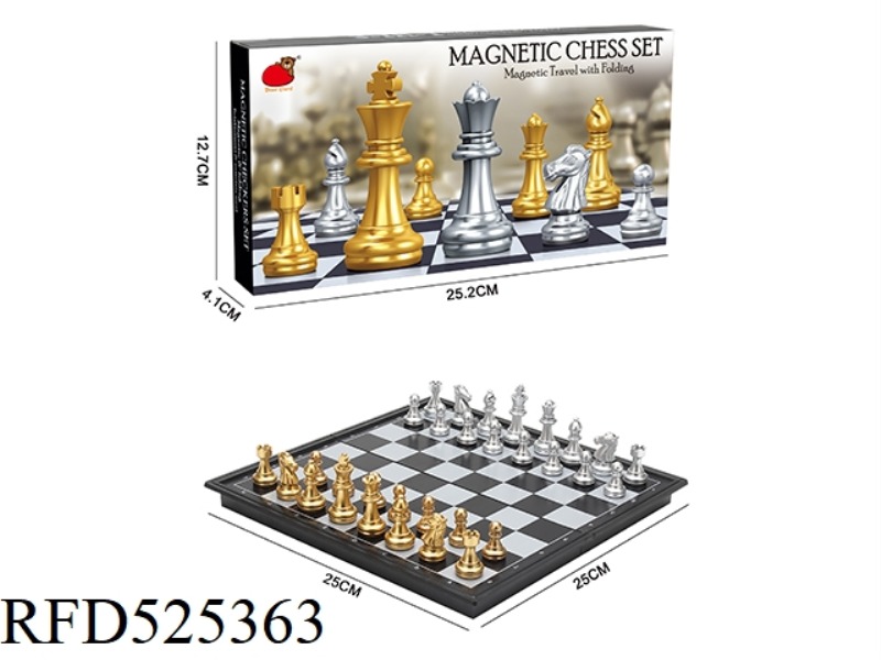 FOLDING MAGNETIC GOLD AND SILVER CHESS