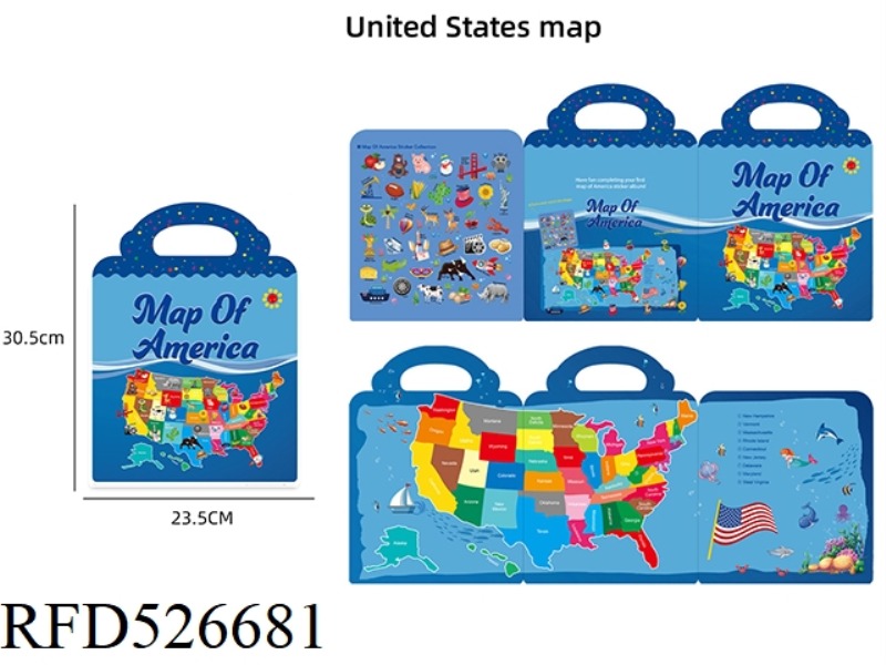 MAP OF THE UNITED STATES - DIY SCENE STICKER BUSY BOOK REPEATED PASTING OF QUIET BOOK