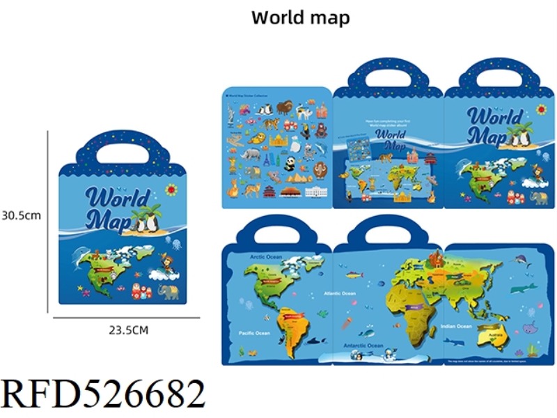 WORLD MAP - DIY SCENE STICKER BUSY BOOK REPEATED PASTING OF QUIET BOOK
