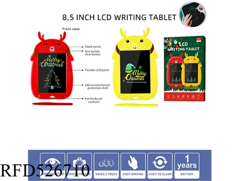 CARTOON CHRISTMAS DEER 8.5 INCH COLOR SCREEN LCD WRITING BOARD WITH SCREEN LOCK