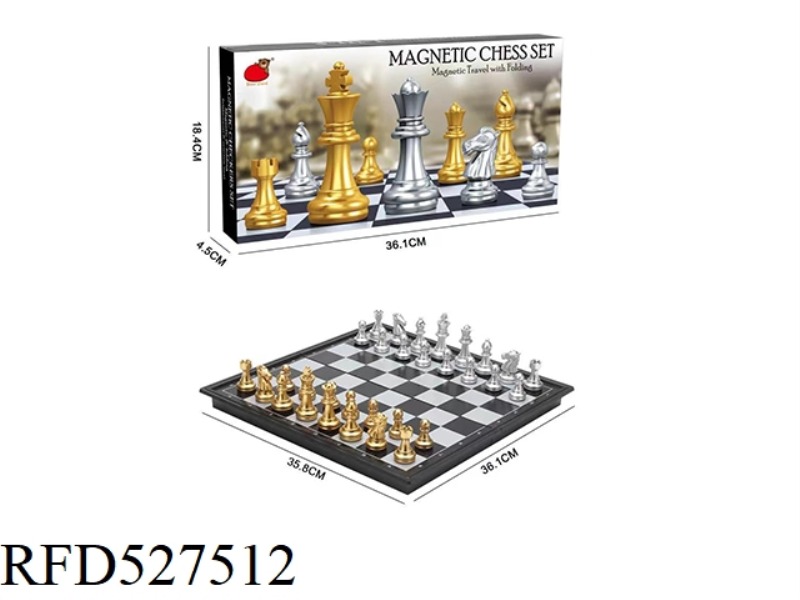 FOLDING MAGNETIC GOLD AND SILVER CHESS SETS