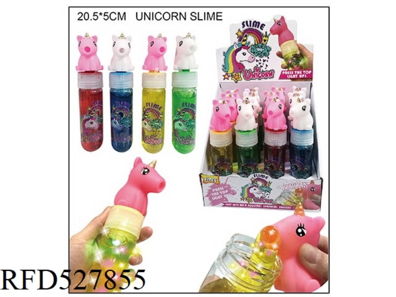 UNICORN FLASH LARGE TUBE TRANSPARENT SLIME 12PCS