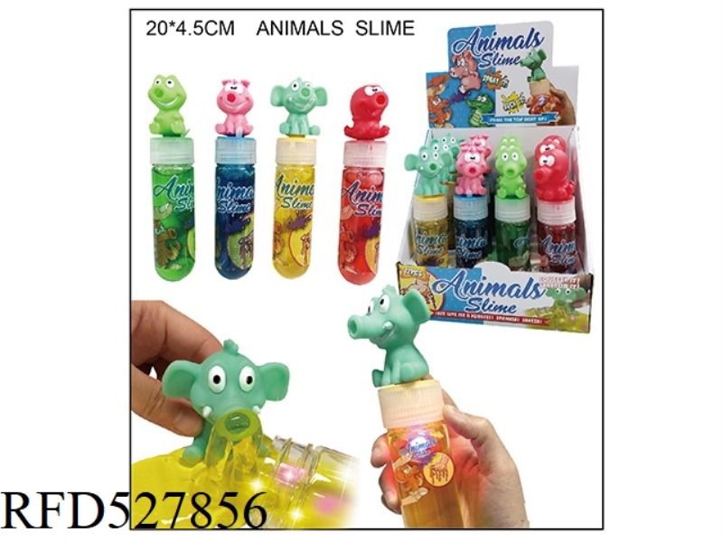 ANIMAL GLITTER LARGE TUBE CLEAR SLIME 12PCS