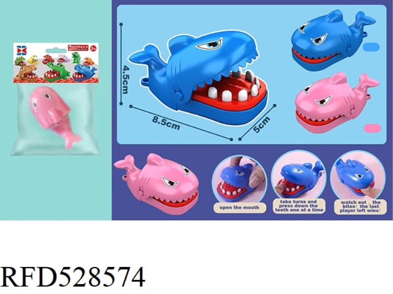 ENGLISH VERSION BITE HAND MINI SMALL SHARK PINK BLUE WITHOUT CHAIN