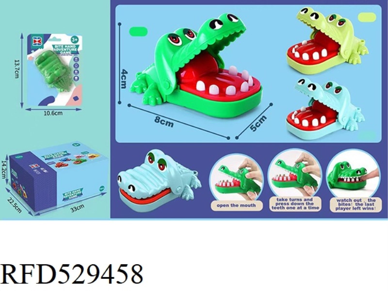 ENGLISH VERSION BITING HAND MINI LITTLE CROCODILE (BLUE, DARK GREEN, INK YELLOW WITHOUT CHAIN 12PCS