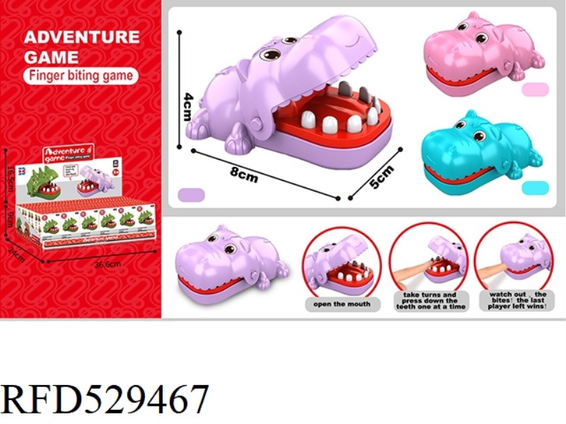 ENGLISH VERSION BITING HAND MINI LITTLE HIPPO PURPLE PINK BLUE WITHOUT CHAIN 24PCS