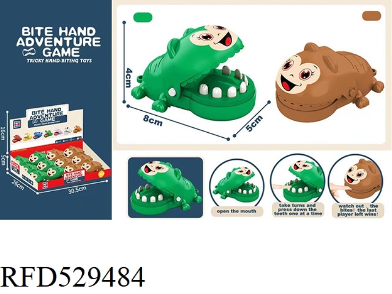 ENGLISH VERSION BITING HAND MINI LITTLE MONKEY (BROWN TURQUOISE) WITHOUT CHAIN 12PCS