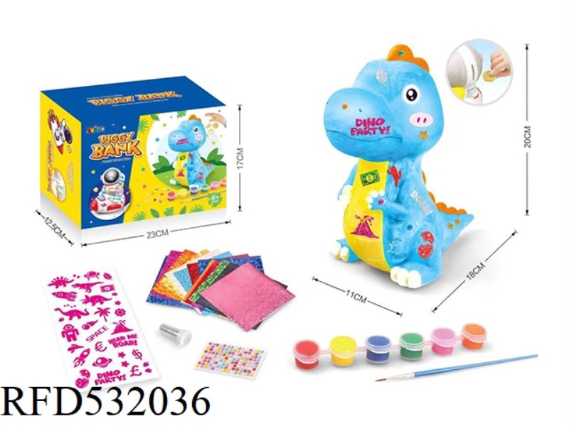 DIY DINOSAUR SPOT COLOR STICKERS PAINTED PIGGY BANK