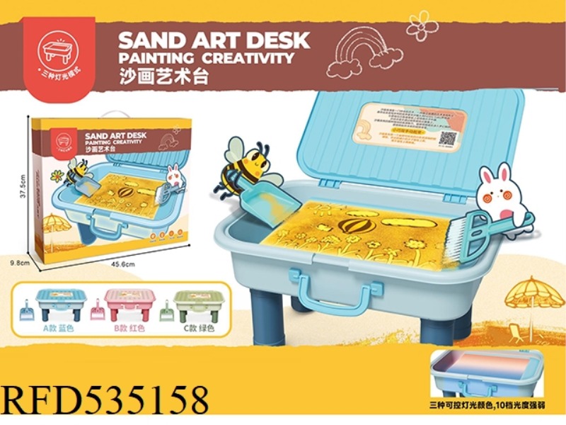 SAND ART TABLE - SINGLE COLOR CLEAR DECORATION WITH TABLE FEET (BLUE/PINK/GREEN)