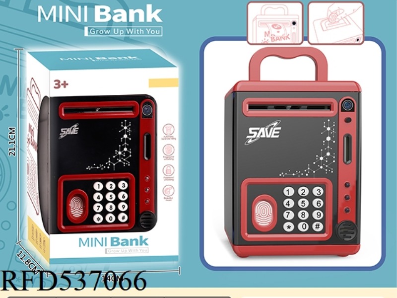 SIMULATED PIGGY BANK. - BLACK AND RED PIGGY BANK