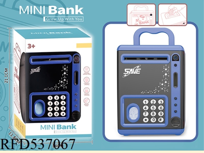 SIMULATED PIGGY BANK. - BLACK AND BLUE